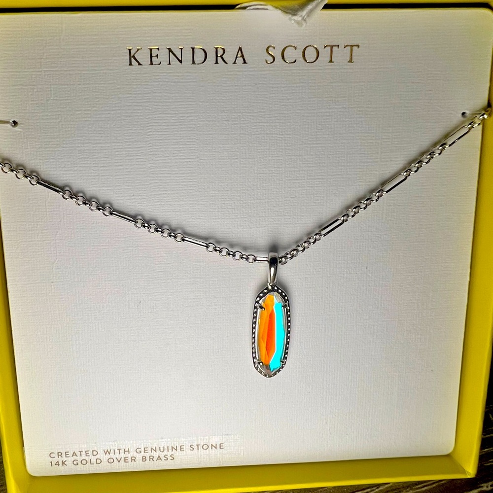 Kendra Scott Silver Necklace with Crystal Pendant